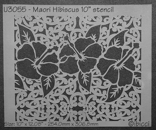 ibicci Māori Hibiscus panel stencil 10"